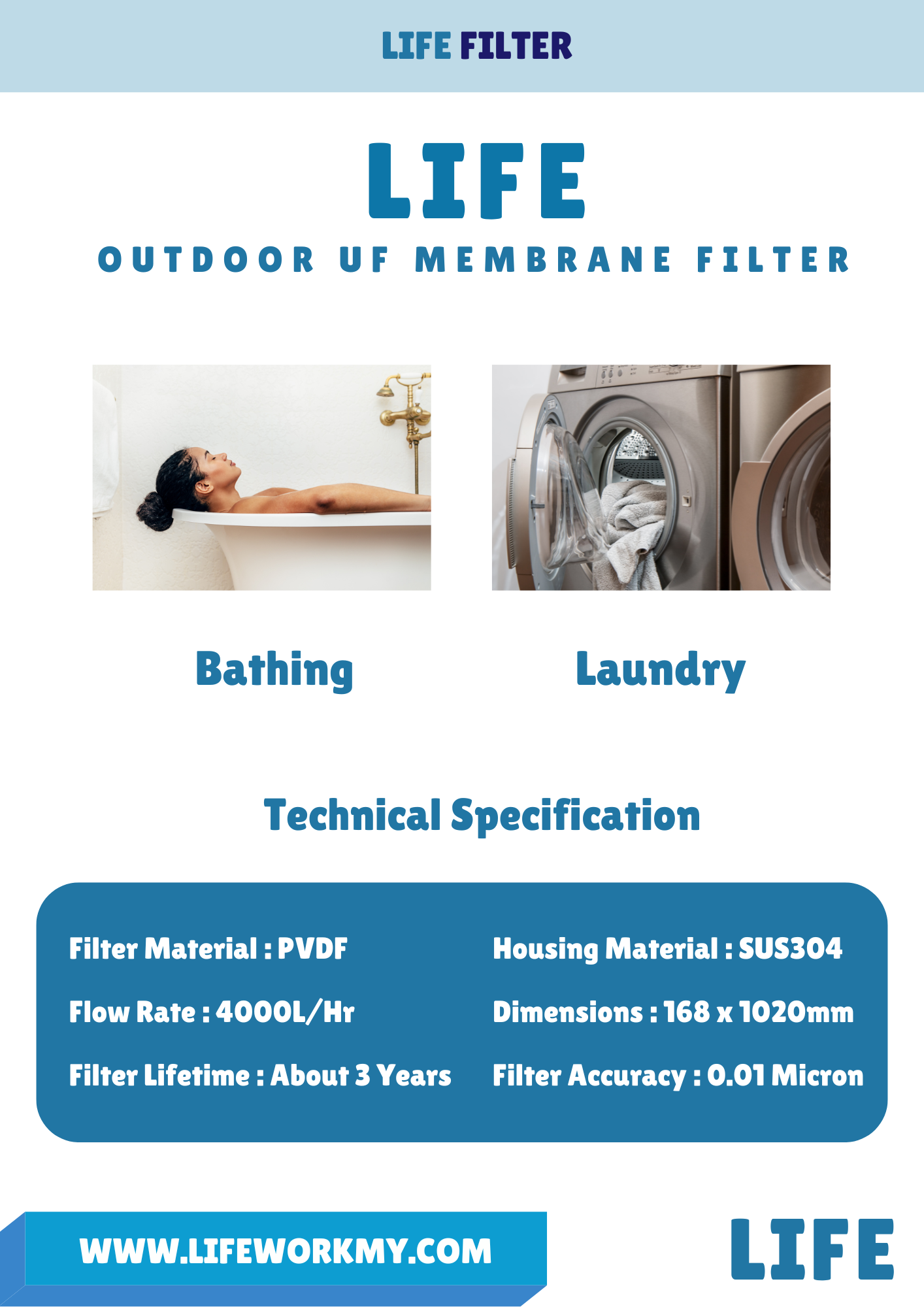 LIFE FILTER UF OUTDOOR MEMBRANE